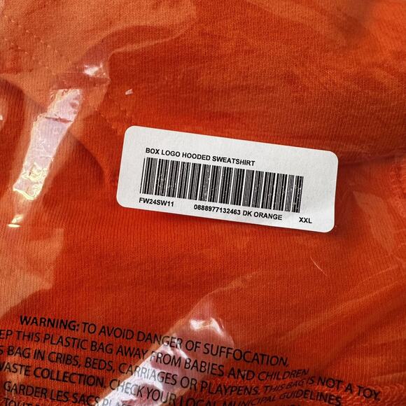 Supreme Box Logo Hooded Sweatshirt FW24 – Dark Orange – Size XXL – Brand New - Picture 3 of 5
